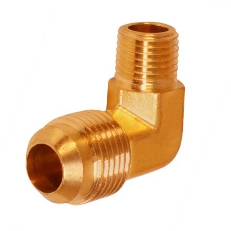 EVERFLOW 1/2" Flare x 3/8" MIP Reducing 90° Elbow Pipe Fitting; Brass F49R-1238